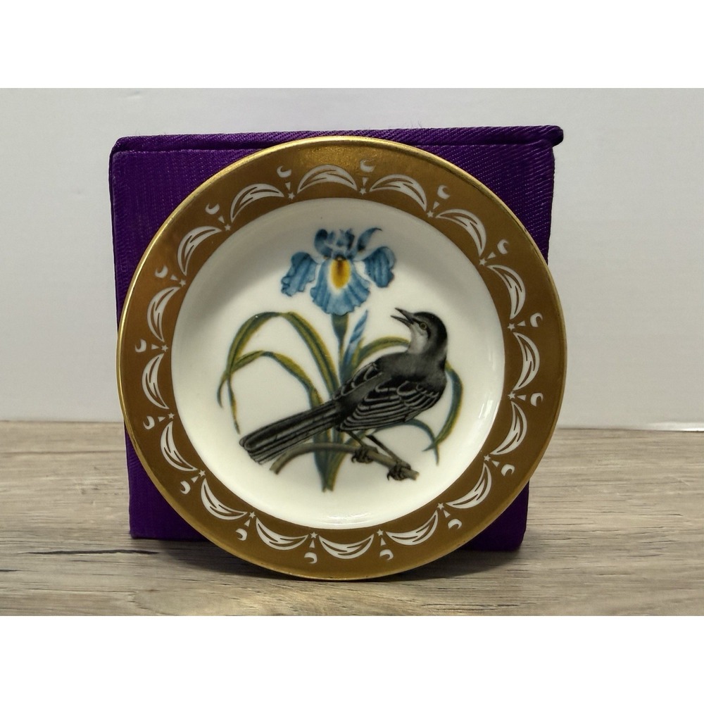 State Birds Flowers Franklin MINI Plate Tennessee Mockingbird Iris 3"